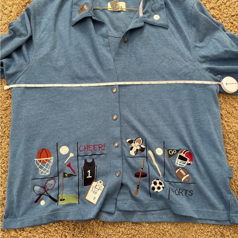 C.J. Banks Vintage Blue Sports Embroidered Shacket Teacher Kidcore Gym Teacher - Picture 10 of 12